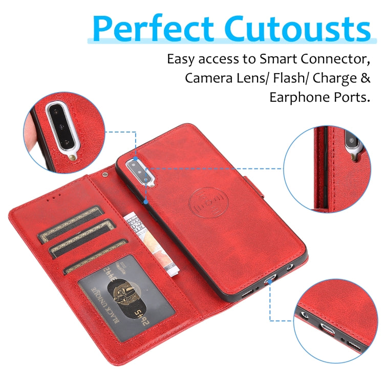 For Samsung Galaxy A50 Calf Texture 2 in 1 Detachable Magnetic Back Cover Horizontal Flip Leather Case with Holder & Card Slots & Wallet & Photo Frame(Red) by buy2fix