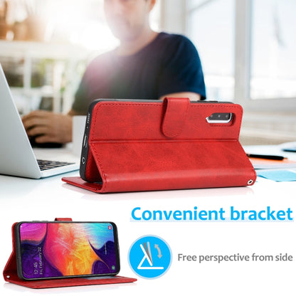 For Samsung Galaxy A50 Calf Texture 2 in 1 Detachable Magnetic Back Cover Horizontal Flip Leather Case with Holder & Card Slots & Wallet & Photo Frame(Red) by buy2fix