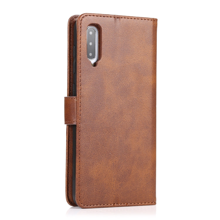 For Samsung Galaxy A50 Calf Texture 2 in 1 Detachable Magnetic Back Cover Horizontal Flip Leather Case with Holder & Card Slots & Wallet & Photo Frame(Brown) by buy2fix
