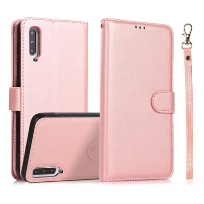 For Samsung Galaxy A50 Calf Texture 2 in 1 Detachable Magnetic Back Cover Horizontal Flip Leather Case with Holder & Card Slots & Wallet & Photo Frame(Rose Gold) by buy2fix
