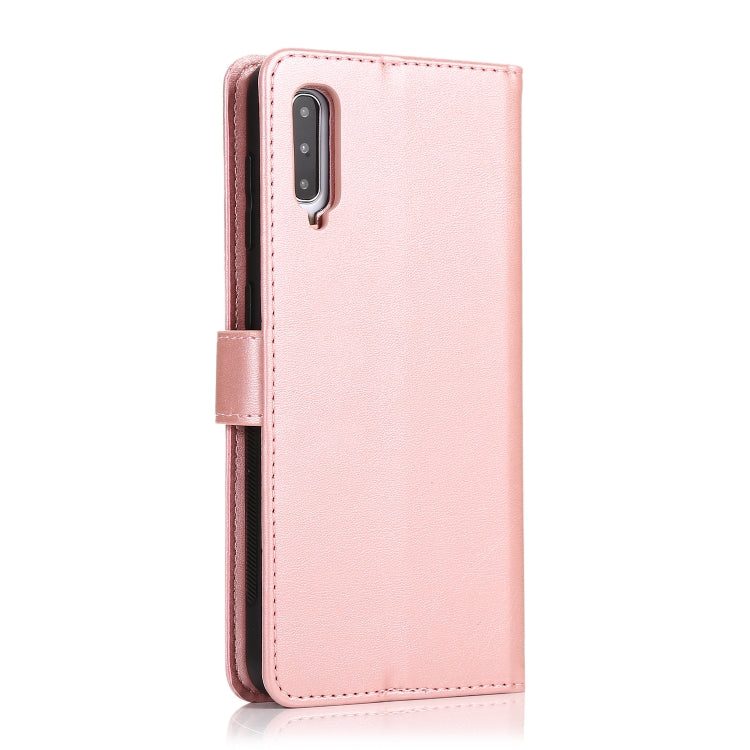 For Samsung Galaxy A50 Calf Texture 2 in 1 Detachable Magnetic Back Cover Horizontal Flip Leather Case with Holder & Card Slots & Wallet & Photo Frame(Rose Gold) by buy2fix