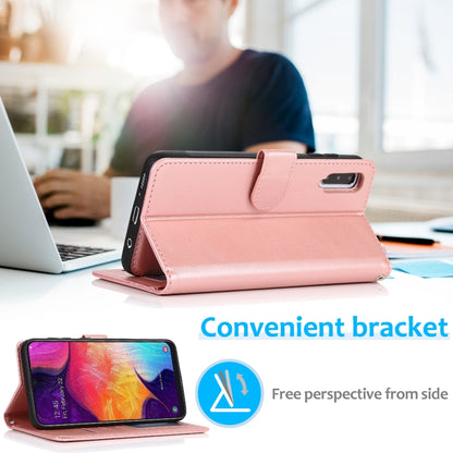 For Samsung Galaxy A50 Calf Texture 2 in 1 Detachable Magnetic Back Cover Horizontal Flip Leather Case with Holder & Card Slots & Wallet & Photo Frame(Rose Gold) by buy2fix