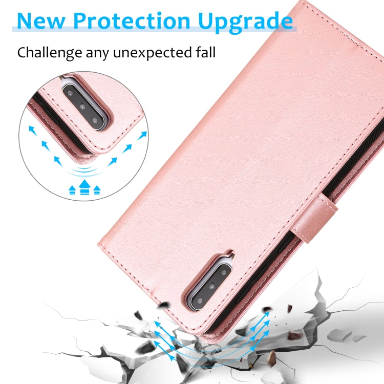 For Samsung Galaxy A50 Calf Texture 2 in 1 Detachable Magnetic Back Cover Horizontal Flip Leather Case with Holder & Card Slots & Wallet & Photo Frame(Rose Gold) by buy2fix