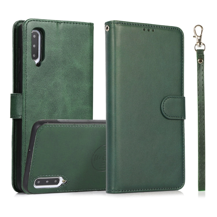 For Samsung Galaxy A50 Calf Texture 2 in 1 Detachable Magnetic Back Cover Horizontal Flip Leather Case with Holder & Card Slots & Wallet & Photo Frame(Green) by buy2fix