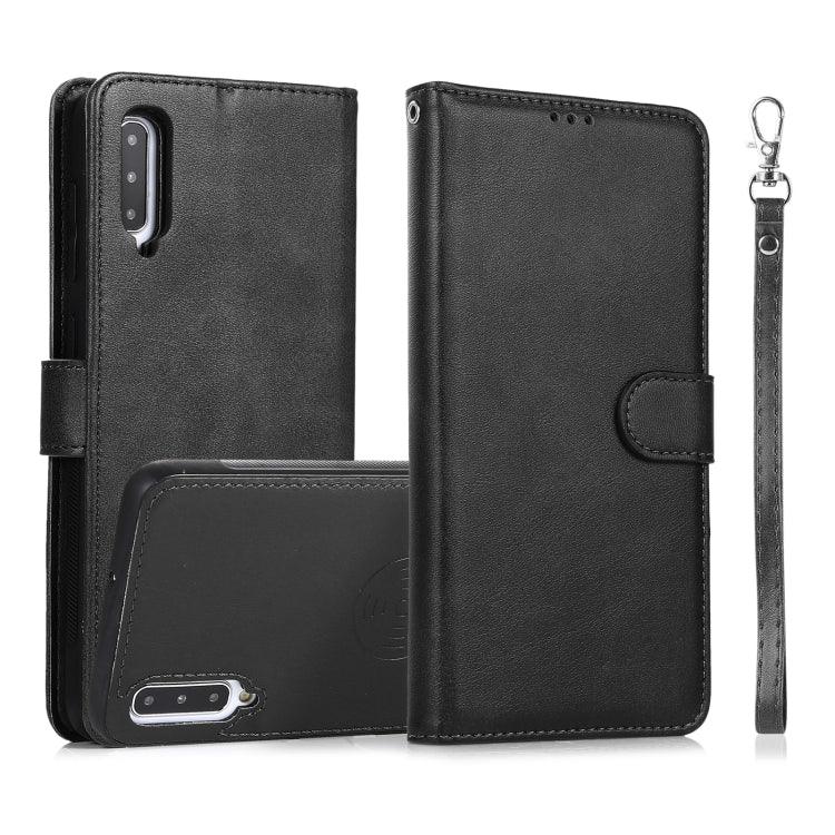 For Samsung Galaxy A50 Calf Texture 2 in 1 Detachable Magnetic Back Cover Horizontal Flip Leather Case with Holder & Card Slots & Wallet & Photo Frame(Black) by buy2fix