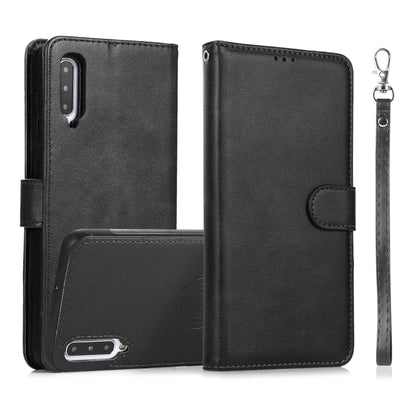 For Samsung Galaxy A50 Calf Texture 2 in 1 Detachable Magnetic Back Cover Horizontal Flip Leather Case with Holder & Card Slots & Wallet & Photo Frame(Black) by buy2fix