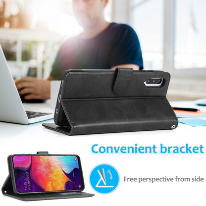 For Samsung Galaxy A50 Calf Texture 2 in 1 Detachable Magnetic Back Cover Horizontal Flip Leather Case with Holder & Card Slots & Wallet & Photo Frame(Black) by buy2fix