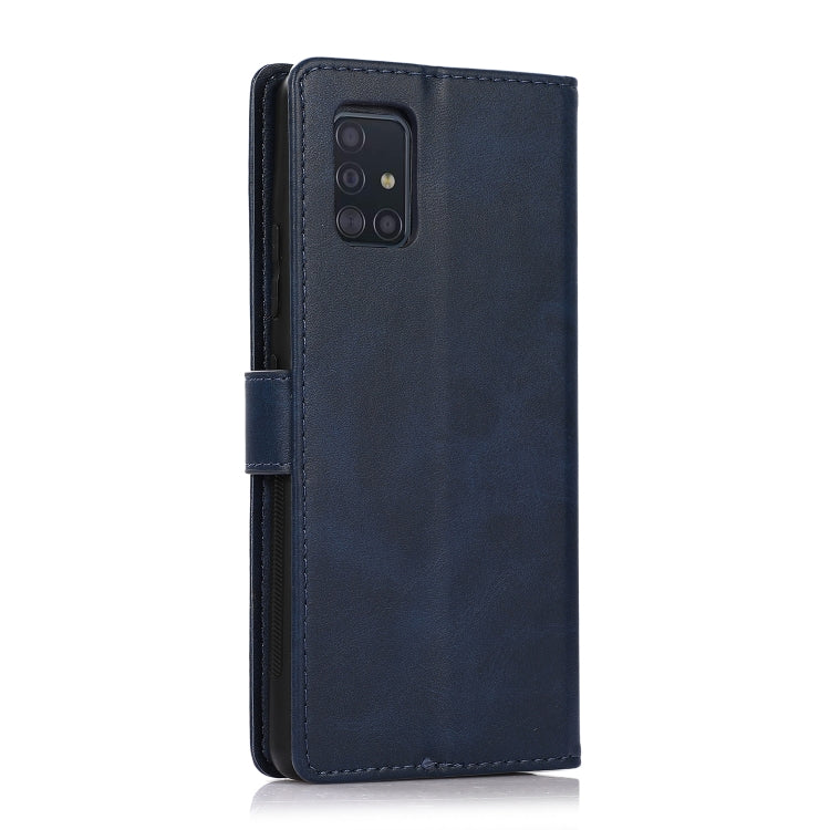 For Samsung Galaxy A51 5G Calf Texture 2 in 1 Detachable Magnetic Back Cover Horizontal Flip Leather Case with Holder & Card Slots & Wallet & Photo Frame(Blue) by buy2fix