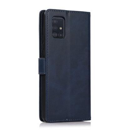 For Samsung Galaxy A51 5G Calf Texture 2 in 1 Detachable Magnetic Back Cover Horizontal Flip Leather Case with Holder & Card Slots & Wallet & Photo Frame(Blue) by buy2fix