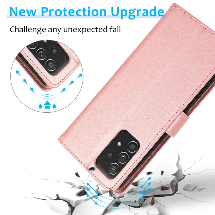 For Samsung Galaxy A52 5G / 4G Calf Texture 2 in 1 Detachable Magnetic Back Cover Horizontal Flip Leather Case with Holder & Card Slots & Wallet & Photo Frame(Rose Gold) by buy2fix