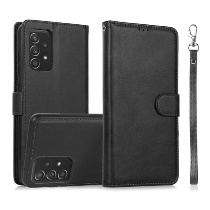For Samsung Galaxy A52 5G / 4G Calf Texture 2 in 1 Detachable Magnetic Back Cover Horizontal Flip Leather Case with Holder & Card Slots & Wallet & Photo Frame(Black) by buy2fix
