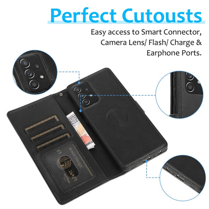 For Samsung Galaxy A52 5G / 4G Calf Texture 2 in 1 Detachable Magnetic Back Cover Horizontal Flip Leather Case with Holder & Card Slots & Wallet & Photo Frame(Black) by buy2fix
