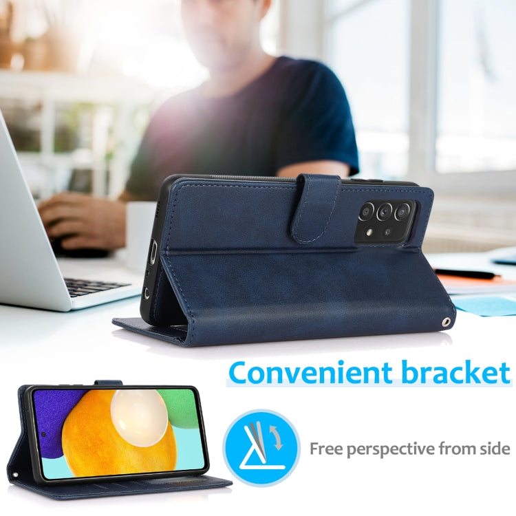 For Samsung Galaxy A52 5G / 4G Calf Texture 2 in 1 Detachable Magnetic Back Cover Horizontal Flip Leather Case with Holder & Card Slots & Wallet & Photo Frame(Blue) by buy2fix