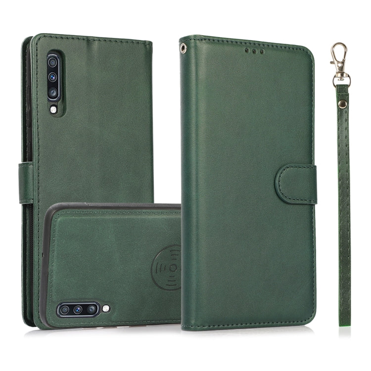 For Samsung Galaxy A70 Calf Texture 2 in 1 Detachable Magnetic Back Cover Horizontal Flip Leather Case with Holder & Card Slots & Wallet & Photo Frame(Green) by buy2fix