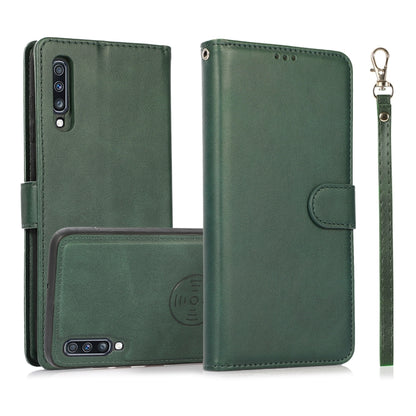 For Samsung Galaxy A70 Calf Texture 2 in 1 Detachable Magnetic Back Cover Horizontal Flip Leather Case with Holder & Card Slots & Wallet & Photo Frame(Green) by buy2fix
