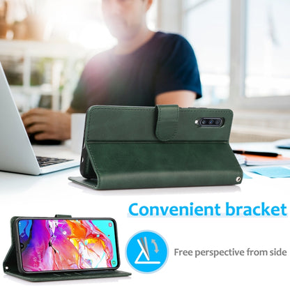 For Samsung Galaxy A70 Calf Texture 2 in 1 Detachable Magnetic Back Cover Horizontal Flip Leather Case with Holder & Card Slots & Wallet & Photo Frame(Green) by buy2fix