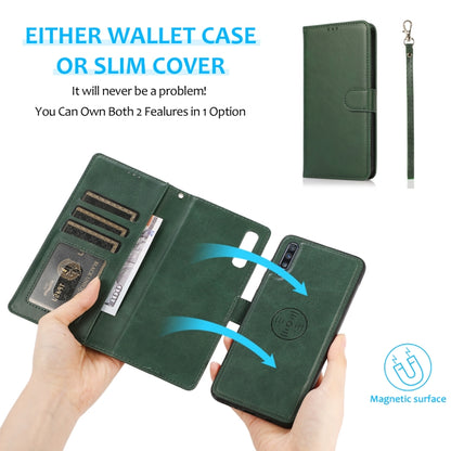 For Samsung Galaxy A70 Calf Texture 2 in 1 Detachable Magnetic Back Cover Horizontal Flip Leather Case with Holder & Card Slots & Wallet & Photo Frame(Green) by buy2fix