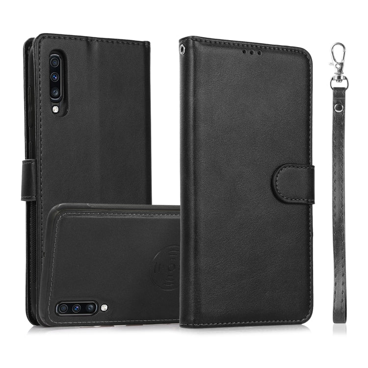 For Samsung Galaxy A70 Calf Texture 2 in 1 Detachable Magnetic Back Cover Horizontal Flip Leather Case with Holder & Card Slots & Wallet & Photo Frame(Black) by buy2fix