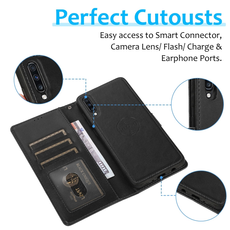 For Samsung Galaxy A70 Calf Texture 2 in 1 Detachable Magnetic Back Cover Horizontal Flip Leather Case with Holder & Card Slots & Wallet & Photo Frame(Black) by buy2fix