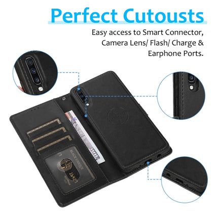 For Samsung Galaxy A70 Calf Texture 2 in 1 Detachable Magnetic Back Cover Horizontal Flip Leather Case with Holder & Card Slots & Wallet & Photo Frame(Black) by buy2fix