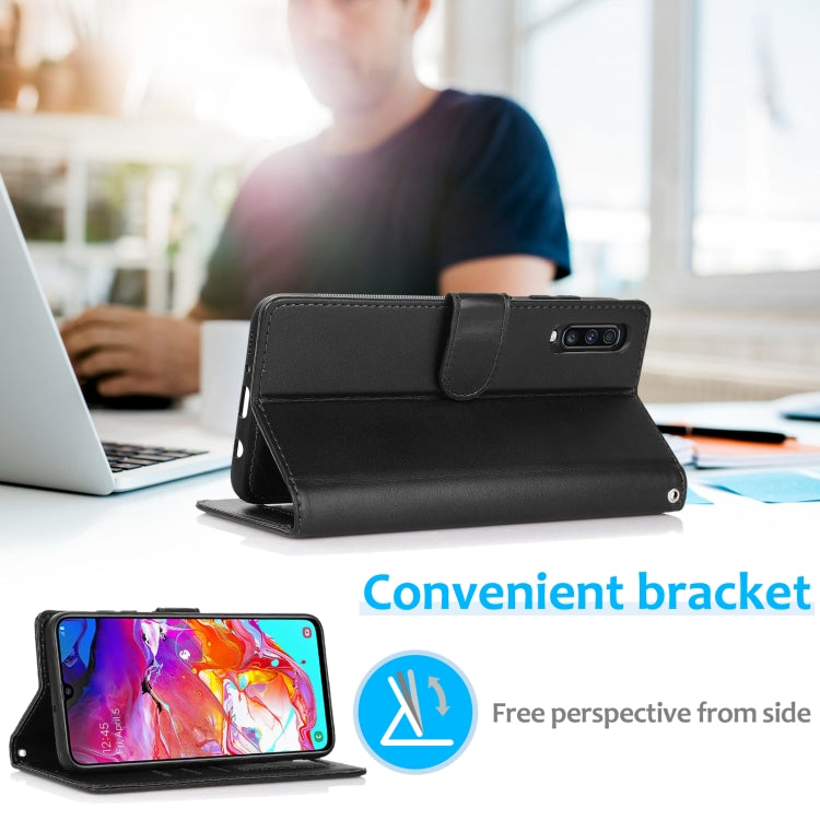 For Samsung Galaxy A70 Calf Texture 2 in 1 Detachable Magnetic Back Cover Horizontal Flip Leather Case with Holder & Card Slots & Wallet & Photo Frame(Black) by buy2fix