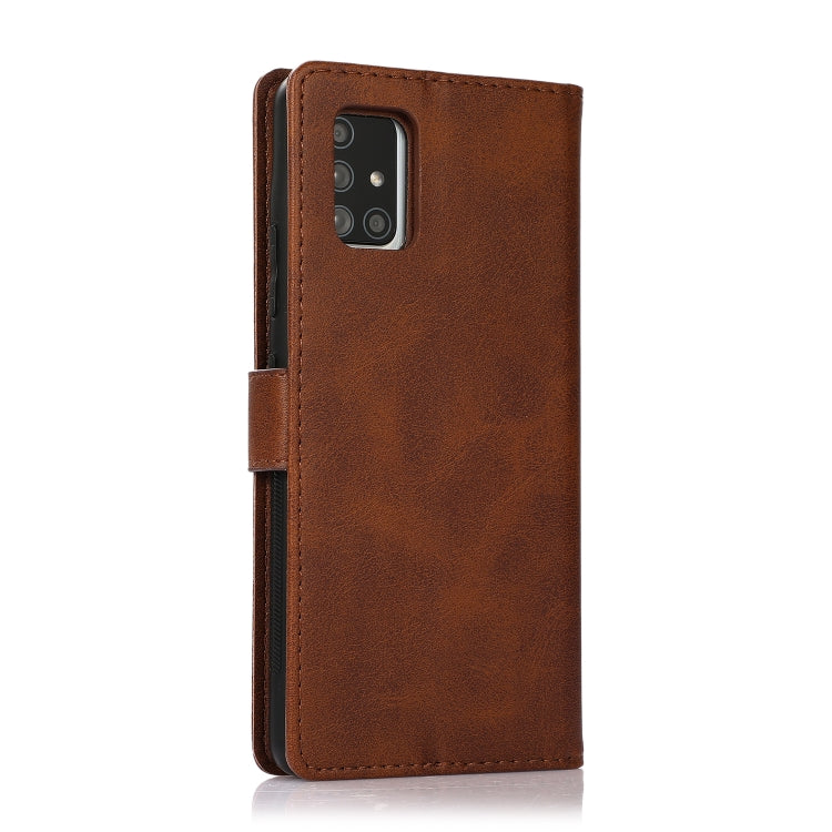 For Samsung Galaxy A71 Calf Texture 2 in 1 Detachable Magnetic Back Cover Horizontal Flip Leather Case with Holder & Card Slots & Wallet & Photo Frame(Brown) by buy2fix