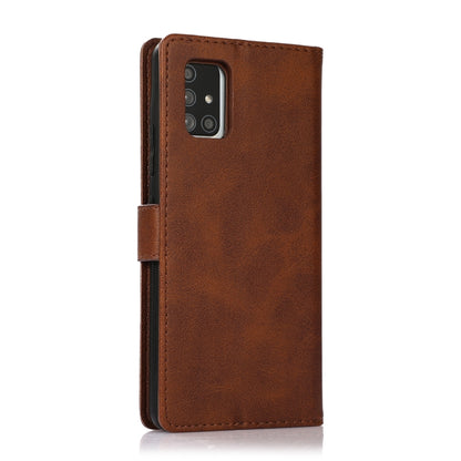For Samsung Galaxy A71 Calf Texture 2 in 1 Detachable Magnetic Back Cover Horizontal Flip Leather Case with Holder & Card Slots & Wallet & Photo Frame(Brown) by buy2fix