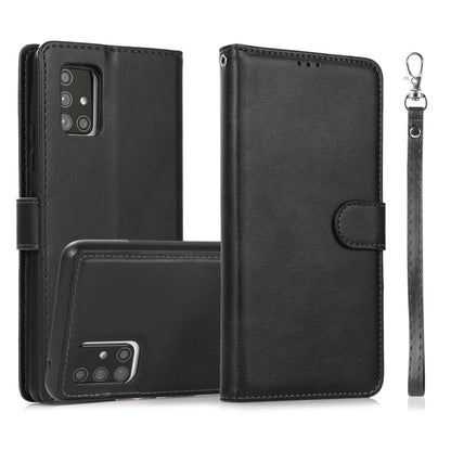 For Samsung Galaxy A71 Calf Texture 2 in 1 Detachable Magnetic Back Cover Horizontal Flip Leather Case with Holder & Card Slots & Wallet & Photo Frame(Black) - Galaxy Phone Cases by buy2fix | Online Shopping UK | buy2fix