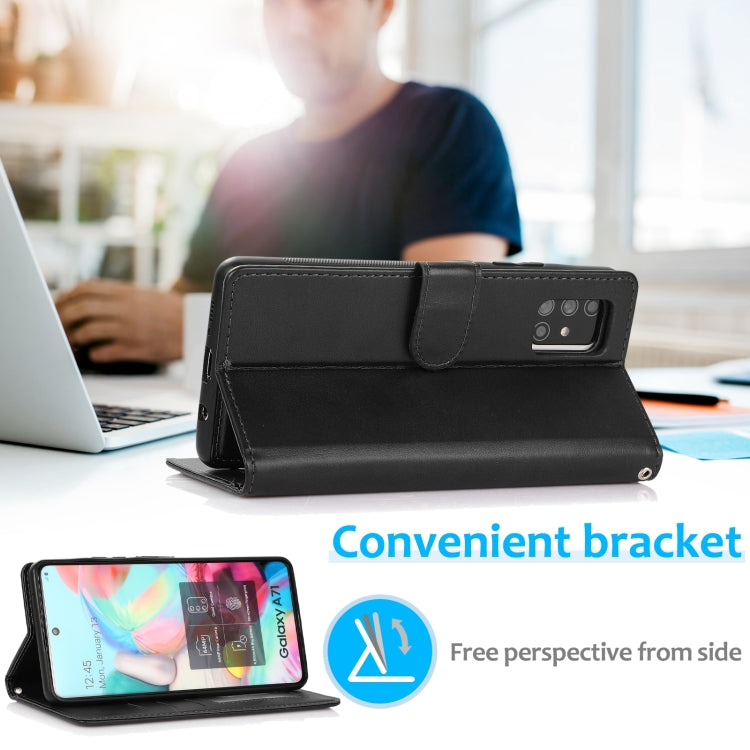 For Samsung Galaxy A71 Calf Texture 2 in 1 Detachable Magnetic Back Cover Horizontal Flip Leather Case with Holder & Card Slots & Wallet & Photo Frame(Black) - Galaxy Phone Cases by buy2fix | Online Shopping UK | buy2fix
