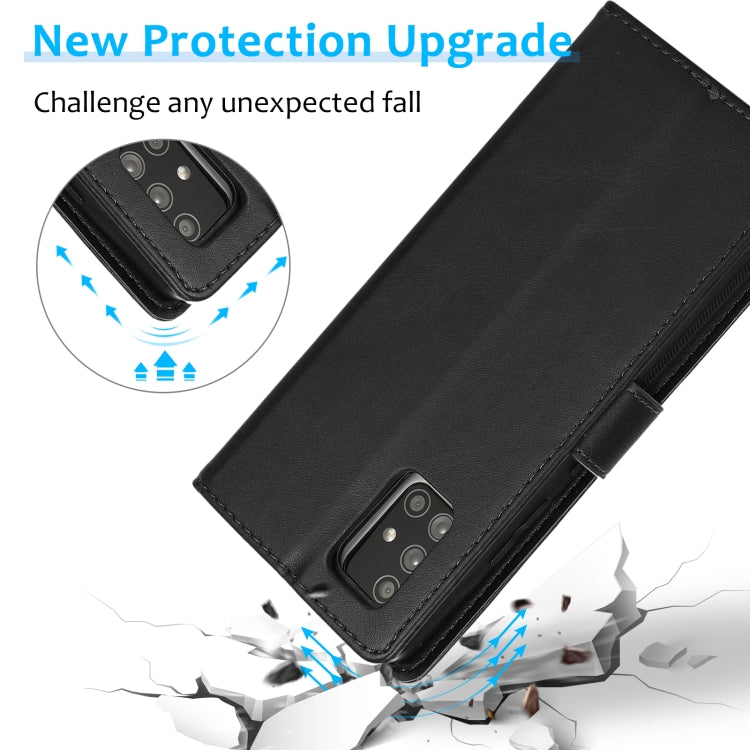 For Samsung Galaxy A71 Calf Texture 2 in 1 Detachable Magnetic Back Cover Horizontal Flip Leather Case with Holder & Card Slots & Wallet & Photo Frame(Black) - Galaxy Phone Cases by buy2fix | Online Shopping UK | buy2fix