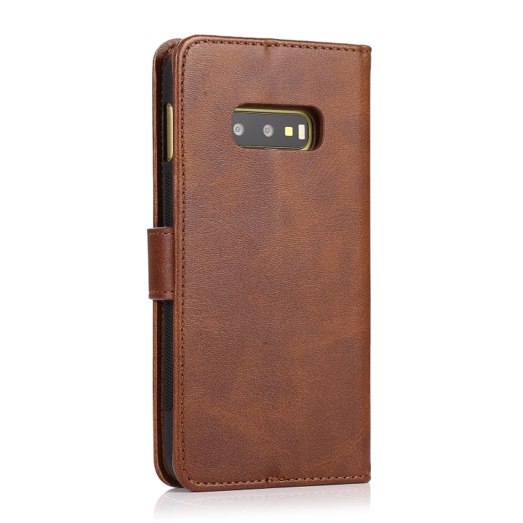 For Samsung Galaxy S10e Calf Texture 2 in 1 Detachable Magnetic Back Cover Horizontal Flip Leather Case with Holder & Card Slots & Wallet & Photo Frame(Brown) by buy2fix