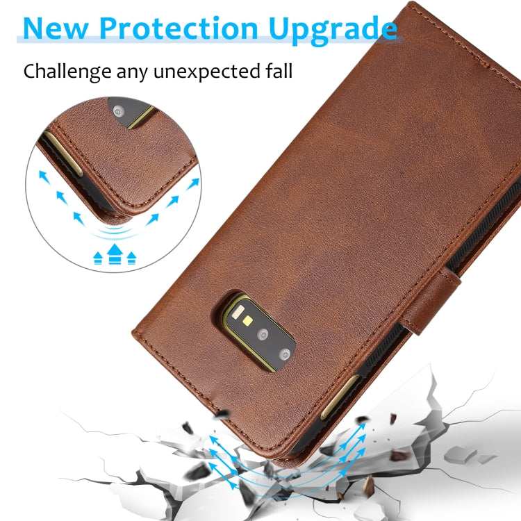For Samsung Galaxy S10e Calf Texture 2 in 1 Detachable Magnetic Back Cover Horizontal Flip Leather Case with Holder & Card Slots & Wallet & Photo Frame(Brown) by buy2fix