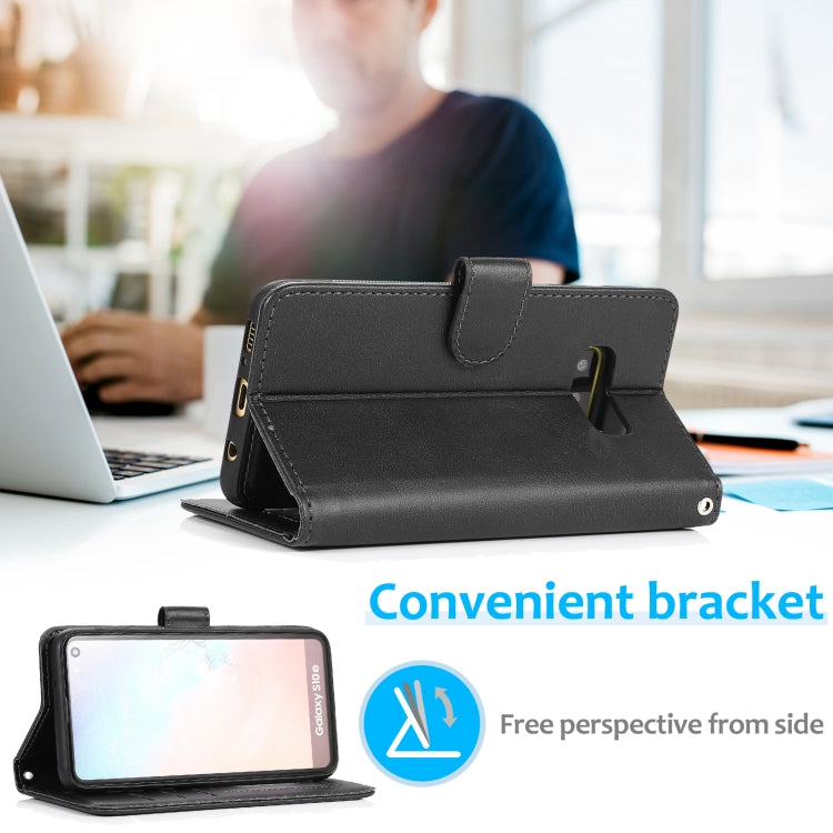 For Samsung Galaxy S10e Calf Texture 2 in 1 Detachable Magnetic Back Cover Horizontal Flip Leather Case with Holder & Card Slots & Wallet & Photo Frame(Black) by buy2fix