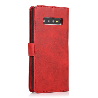 For Samsung Galaxy S10+ Calf Texture 2 in 1 Detachable Magnetic Back Cover Horizontal Flip Leather Case with Holder & Card Slots & Wallet & Photo Frame(Red) by buy2fix