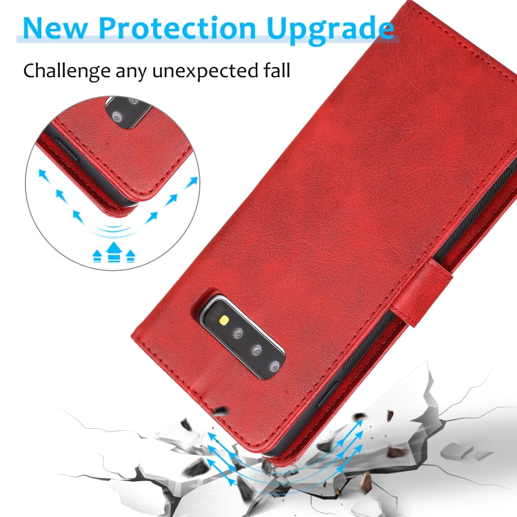 For Samsung Galaxy S10+ Calf Texture 2 in 1 Detachable Magnetic Back Cover Horizontal Flip Leather Case with Holder & Card Slots & Wallet & Photo Frame(Red) by buy2fix