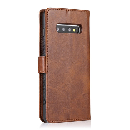 For Samsung Galaxy S10+ Calf Texture 2 in 1 Detachable Magnetic Back Cover Horizontal Flip Leather Case with Holder & Card Slots & Wallet & Photo Frame(Brown) by buy2fix