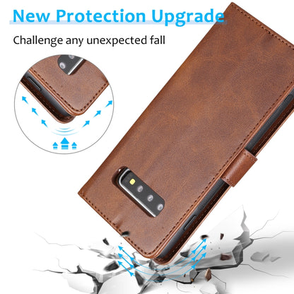 For Samsung Galaxy S10+ Calf Texture 2 in 1 Detachable Magnetic Back Cover Horizontal Flip Leather Case with Holder & Card Slots & Wallet & Photo Frame(Brown) by buy2fix