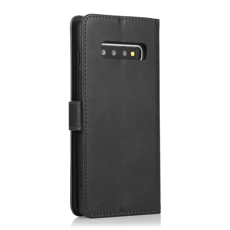 For Samsung Galaxy S10+ Calf Texture 2 in 1 Detachable Magnetic Back Cover Horizontal Flip Leather Case with Holder & Card Slots & Wallet & Photo Frame(Black) by buy2fix