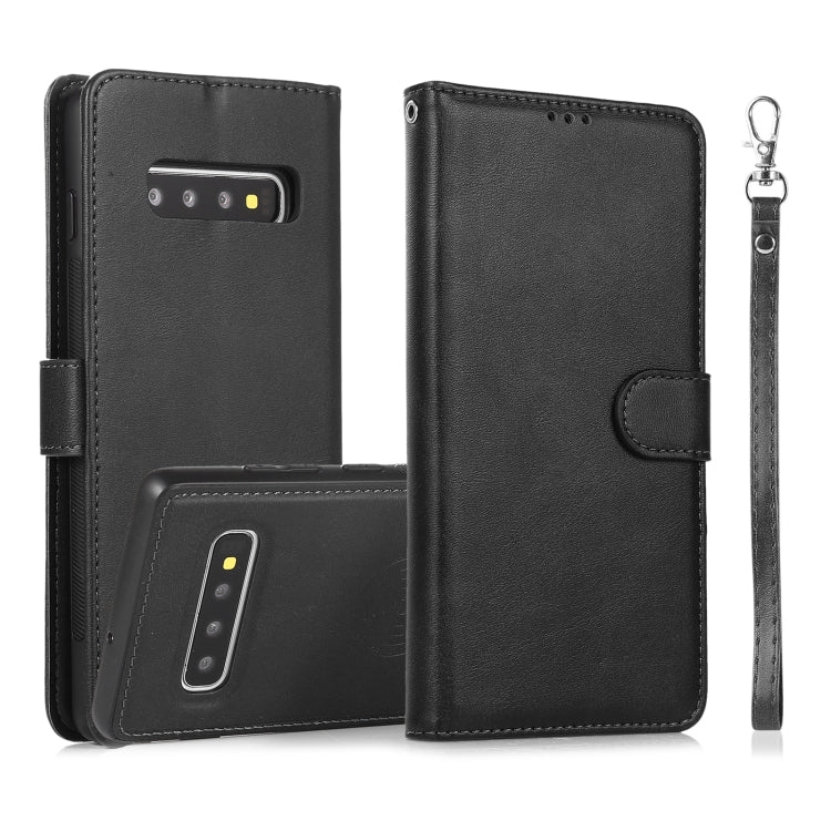 For Samsung Galaxy S10 Calf Texture 2 in 1 Detachable Magnetic Back Cover Horizontal Flip Leather Case with Holder & Card Slots & Wallet & Photo Frame(Black) by buy2fix