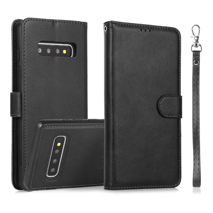 For Samsung Galaxy S10 Calf Texture 2 in 1 Detachable Magnetic Back Cover Horizontal Flip Leather Case with Holder & Card Slots & Wallet & Photo Frame(Black) by buy2fix