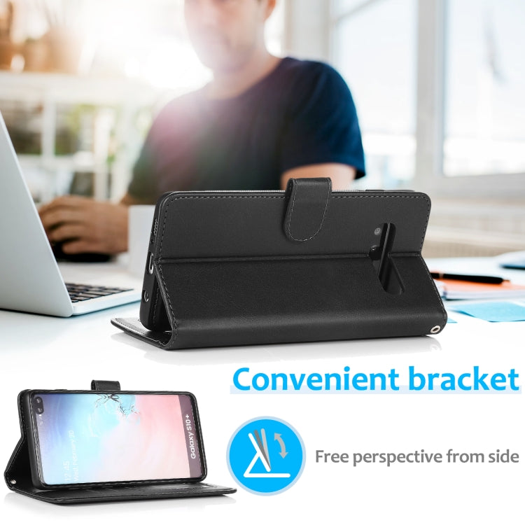 For Samsung Galaxy S10 Calf Texture 2 in 1 Detachable Magnetic Back Cover Horizontal Flip Leather Case with Holder & Card Slots & Wallet & Photo Frame(Black) by buy2fix