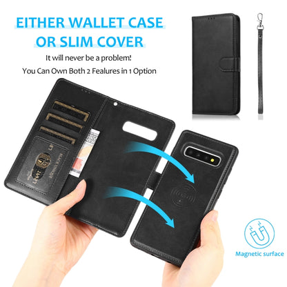 For Samsung Galaxy S10 Calf Texture 2 in 1 Detachable Magnetic Back Cover Horizontal Flip Leather Case with Holder & Card Slots & Wallet & Photo Frame(Black) by buy2fix