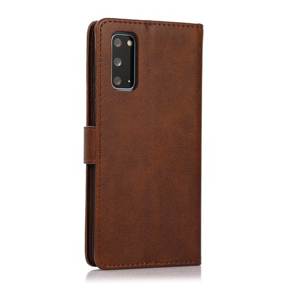 For Samsung Galaxy S20 Calf Texture 2 in 1 Detachable Magnetic Back Cover Horizontal Flip Leather Case with Holder & Card Slots & Wallet & Photo Frame(Brown) by buy2fix