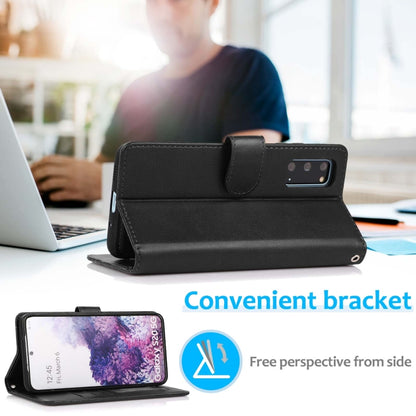 For Samsung Galaxy S20+ Calf Texture 2 in 1 Detachable Magnetic Back Cover Horizontal Flip Leather Case with Holder & Card Slots & Wallet & Photo Frame(Black) by buy2fix