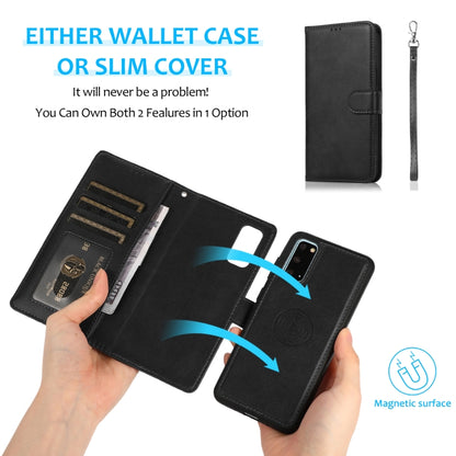 For Samsung Galaxy S20+ Calf Texture 2 in 1 Detachable Magnetic Back Cover Horizontal Flip Leather Case with Holder & Card Slots & Wallet & Photo Frame(Black) by buy2fix