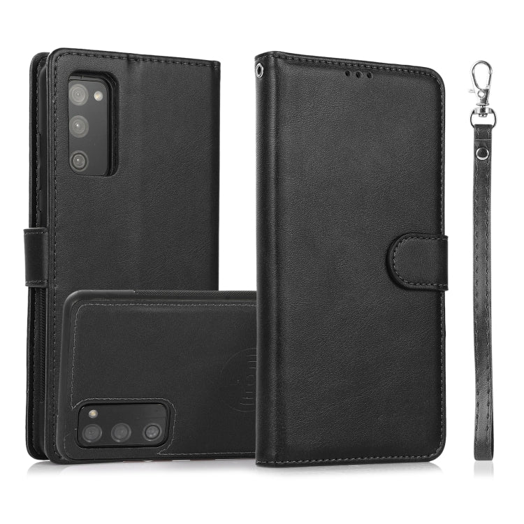 For Samsung Galaxy S20 FE Calf Texture 2 in 1 Detachable Magnetic Back Cover Horizontal Flip Leather Case with Holder & Card Slots & Wallet & Photo Frame(Black) by buy2fix
