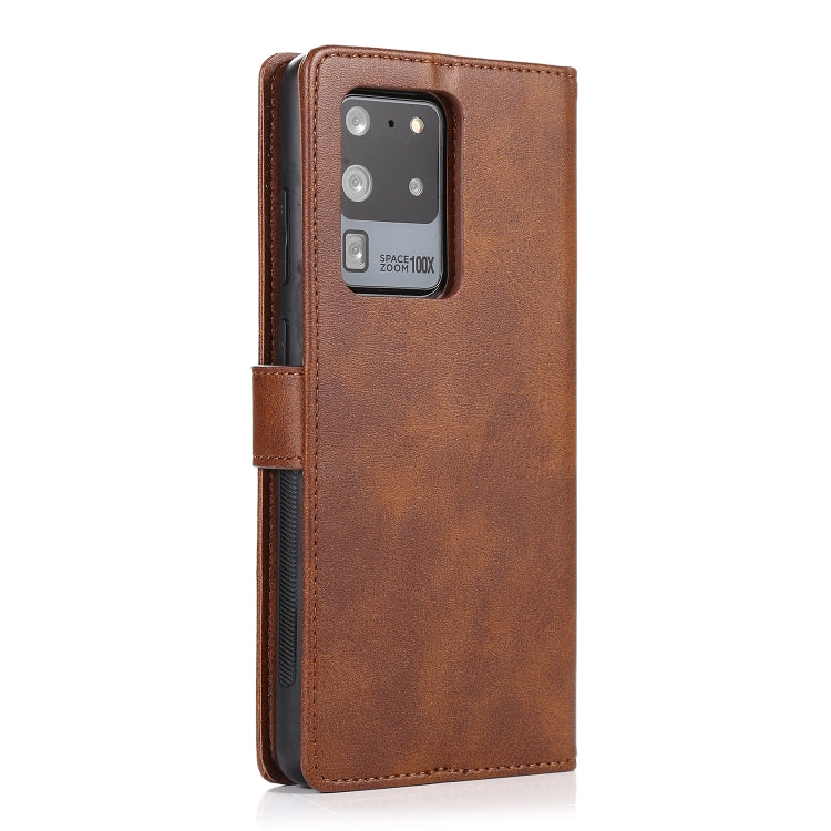 For Samsung Galaxy S20 Ultra Calf Texture 2 in 1 Detachable Magnetic Back Cover Horizontal Flip Leather Case with Holder & Card Slots & Wallet & Photo Frame(Brown) by buy2fix