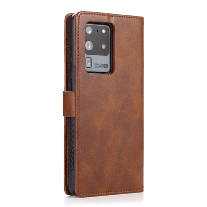 For Samsung Galaxy S20 Ultra Calf Texture 2 in 1 Detachable Magnetic Back Cover Horizontal Flip Leather Case with Holder & Card Slots & Wallet & Photo Frame(Brown) by buy2fix
