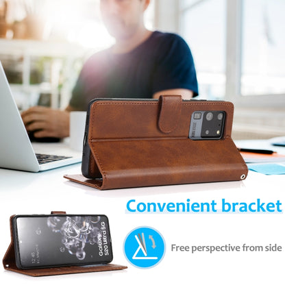 For Samsung Galaxy S20 Ultra Calf Texture 2 in 1 Detachable Magnetic Back Cover Horizontal Flip Leather Case with Holder & Card Slots & Wallet & Photo Frame(Brown) by buy2fix