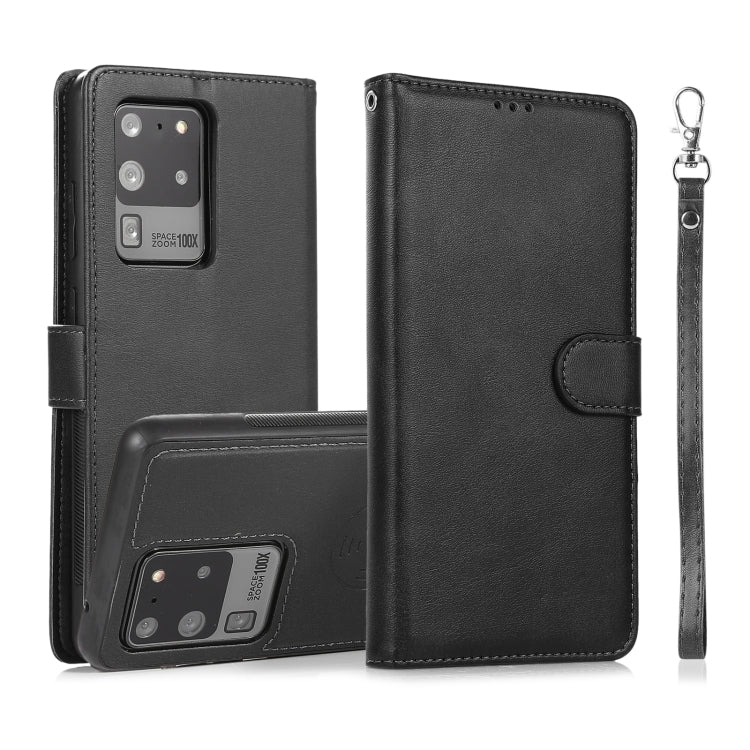 For Samsung Galaxy S20 Ultra Calf Texture 2 in 1 Detachable Magnetic Back Cover Horizontal Flip Leather Case with Holder & Card Slots & Wallet & Photo Frame(Black) by buy2fix